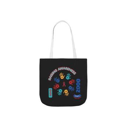 ADHD Awareness Rainbow Ribbon Canvas Tote with Personalized awareness year.
