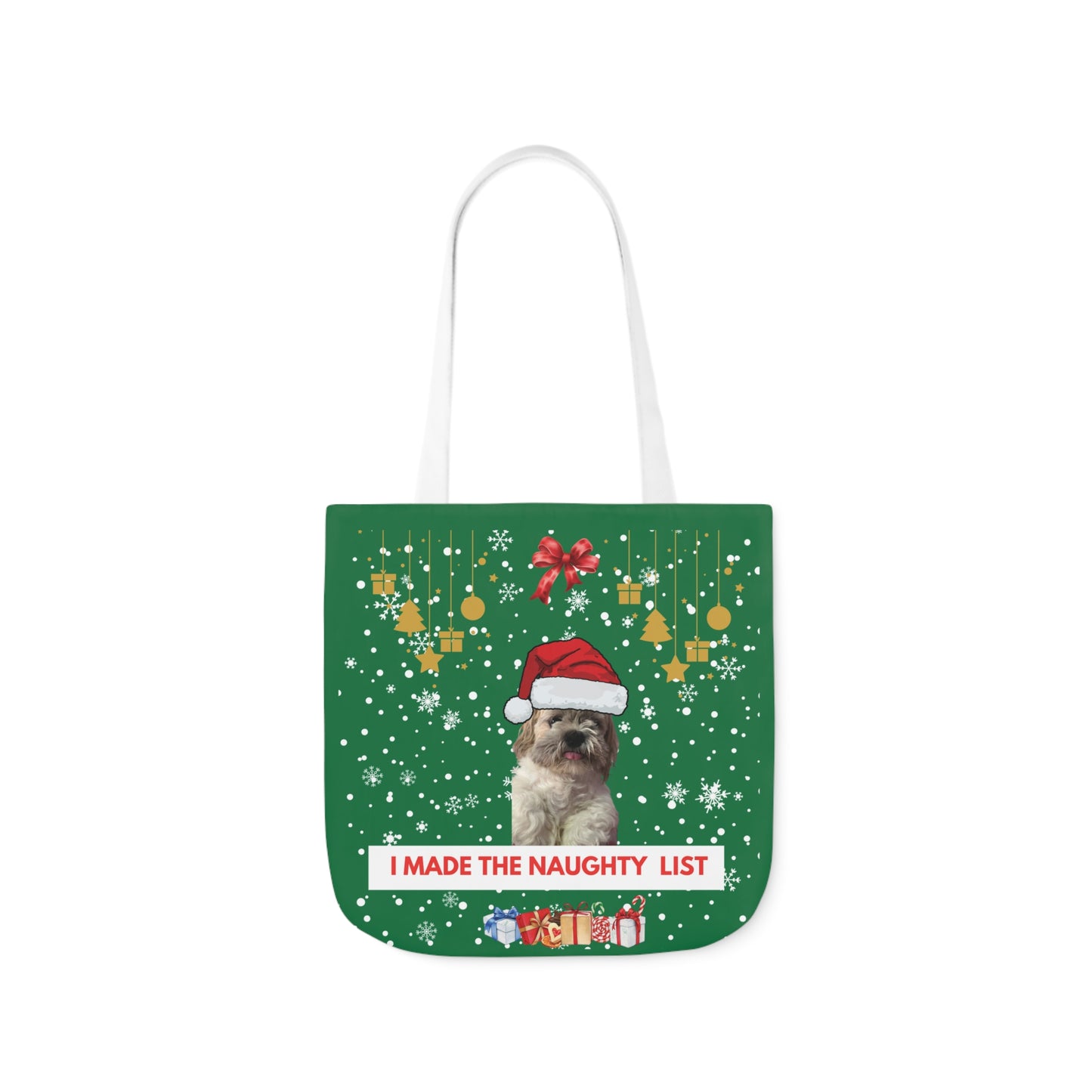 Green Christmas Personalized pet Canvas Tote Bag