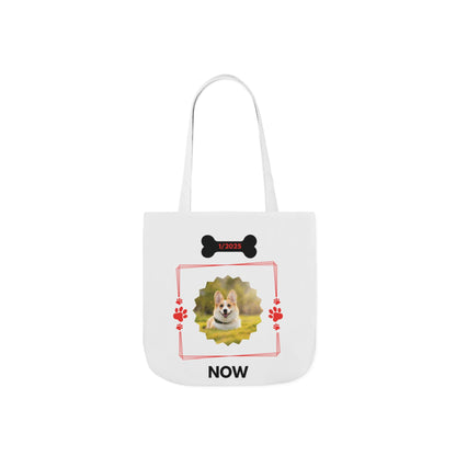 Personalized Dog Before and Now Photos White Canvas Tote Bag