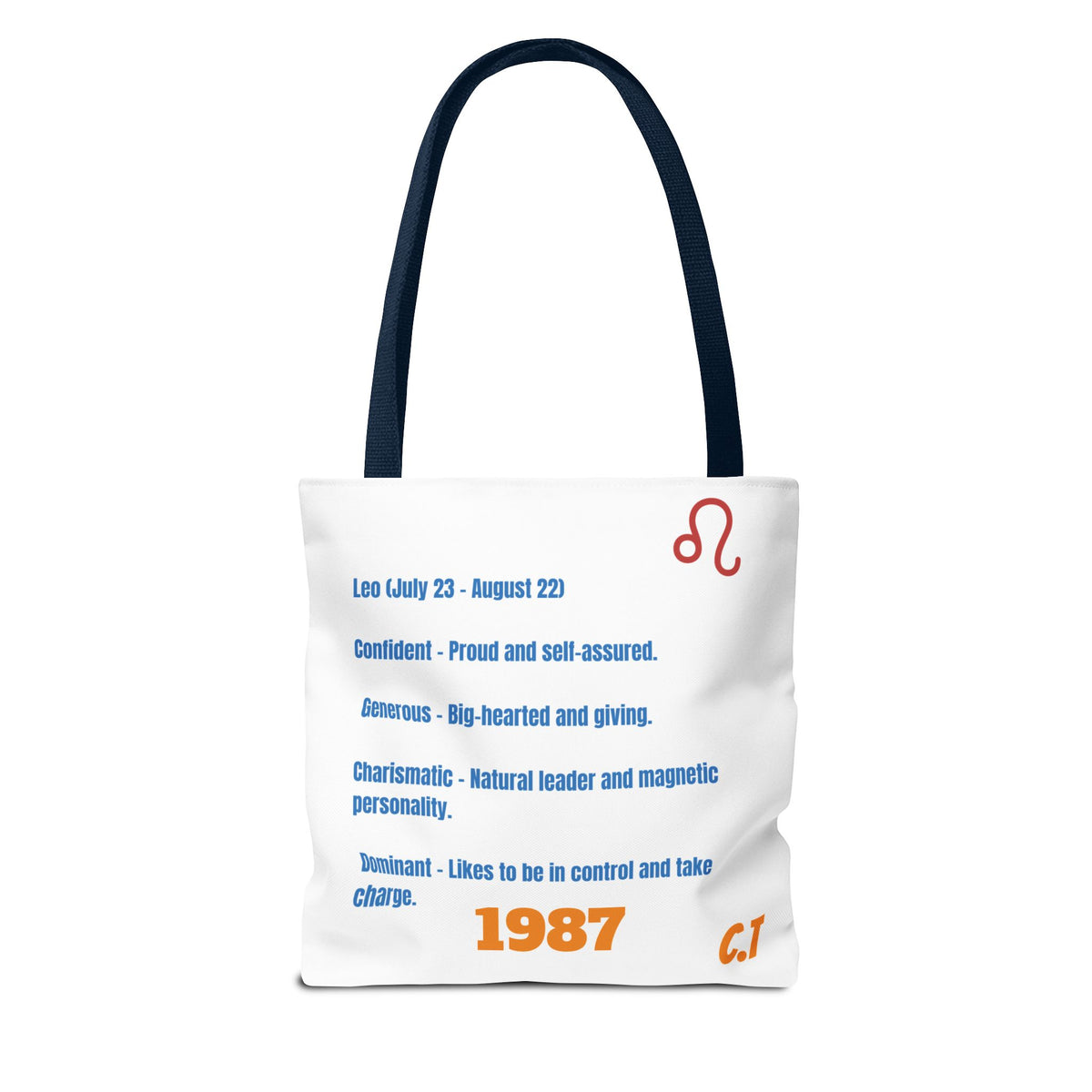 Personalized Year & Initial, Leo Vibes Zodiac White Tote Bag