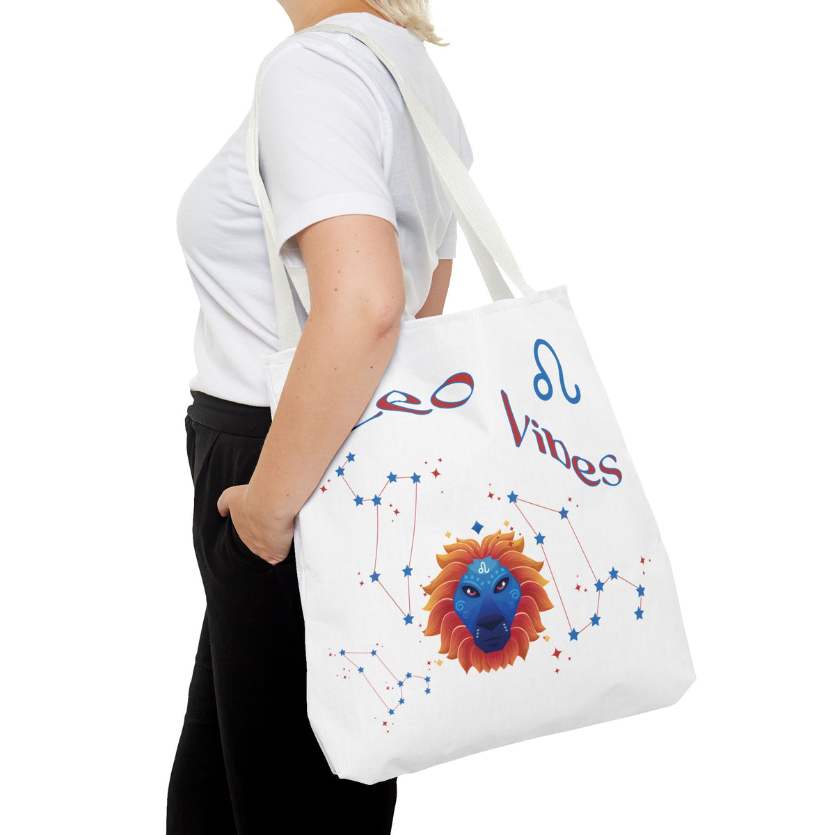 Personalized Year & Initial, Leo Vibes Zodiac White Tote Bag