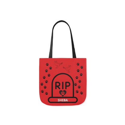 Red and Black Personalized Dog Memorial Tote Bag