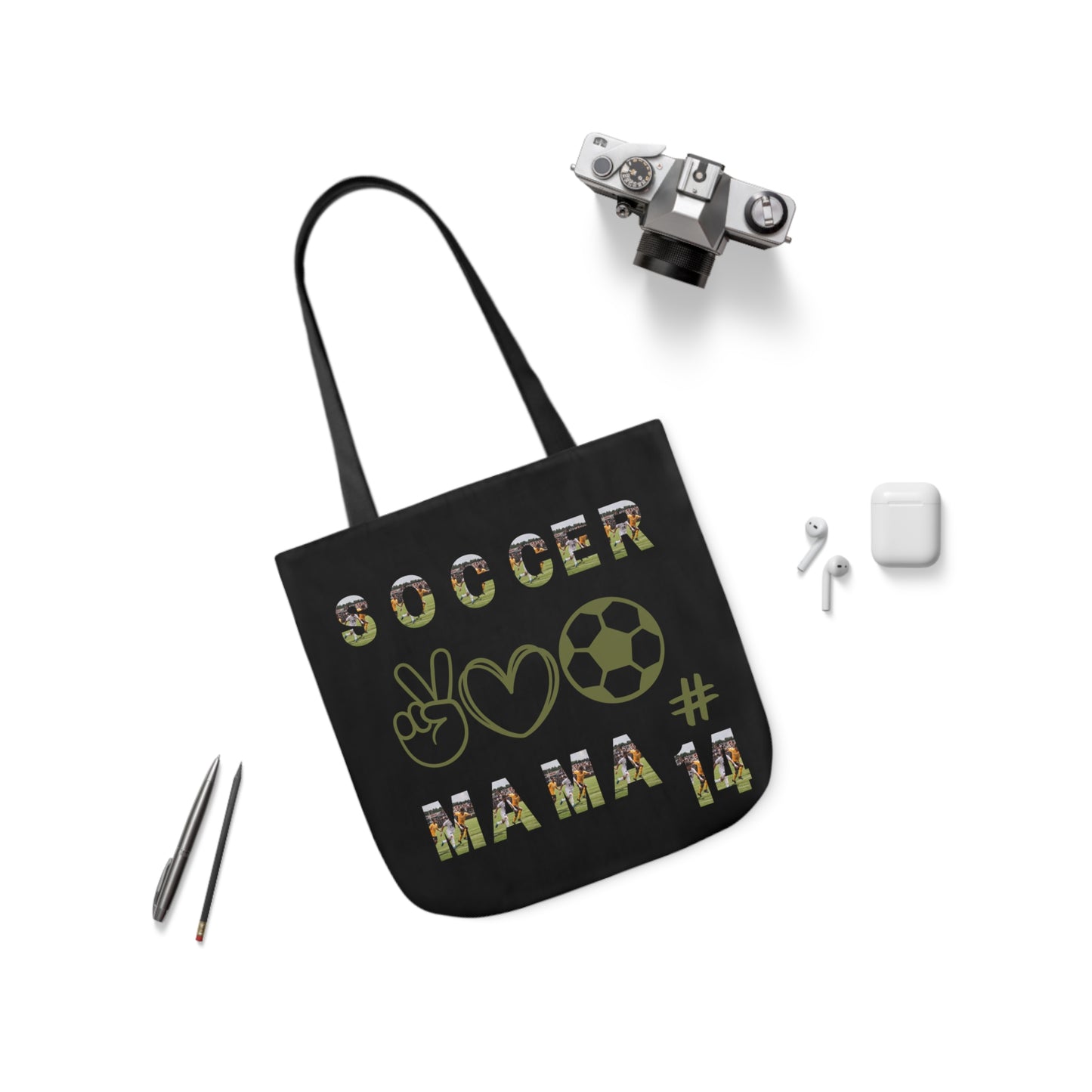 Soccer mom Canvas Tote Bag, 5-Color Straps