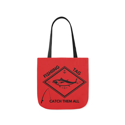 Fishing Canvas Red Tote Bag