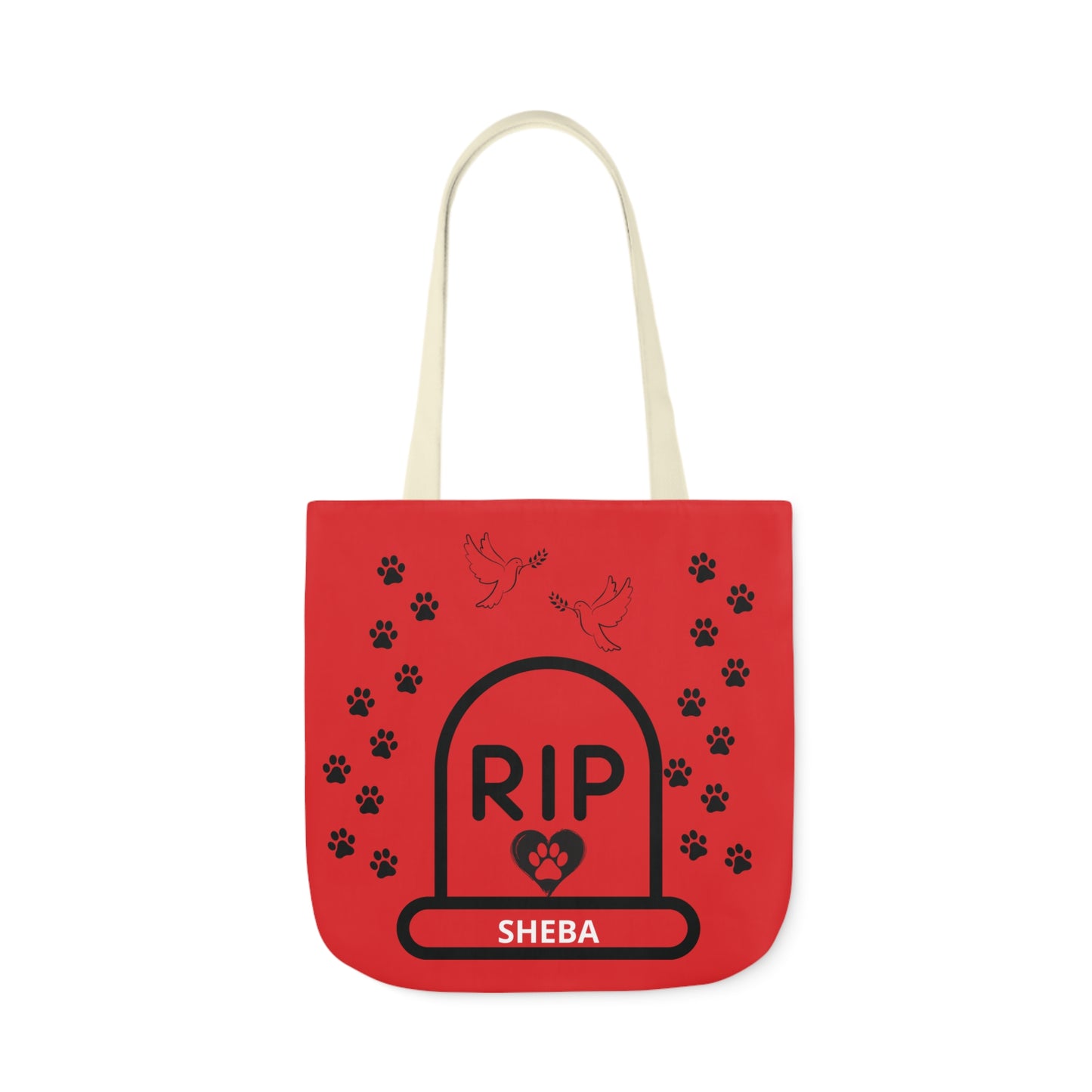 Red and Black Personalized Dog Memorial Tote Bag