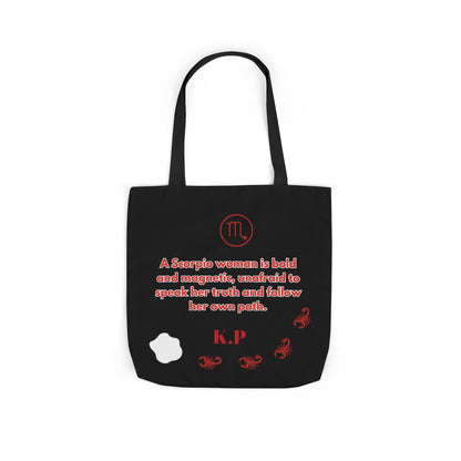 Personalized D.O.B Scorpio 1987 Tote Bag with initials in back — Zodiac Canvas Tote with Neon Scorpion Design