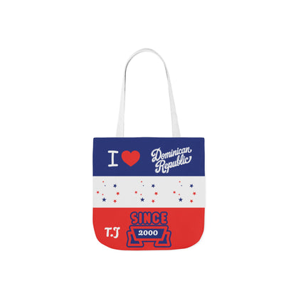 Personalized D.O.B & intinial,Dominican Republic Heart Canvas Tote —