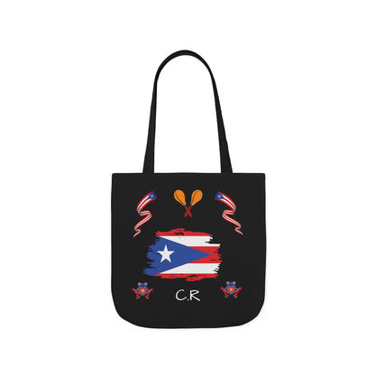 Puerto Rico Pride Canvas Tote Bag — Personalized with initial and D.O.D