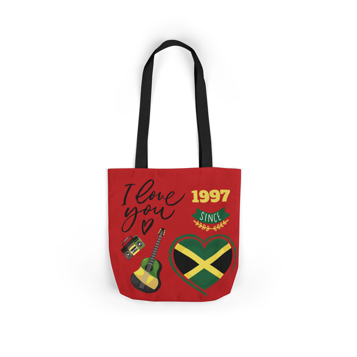Personalized D.O.B & Initial Jamaica Theme Canvas Tote Bag