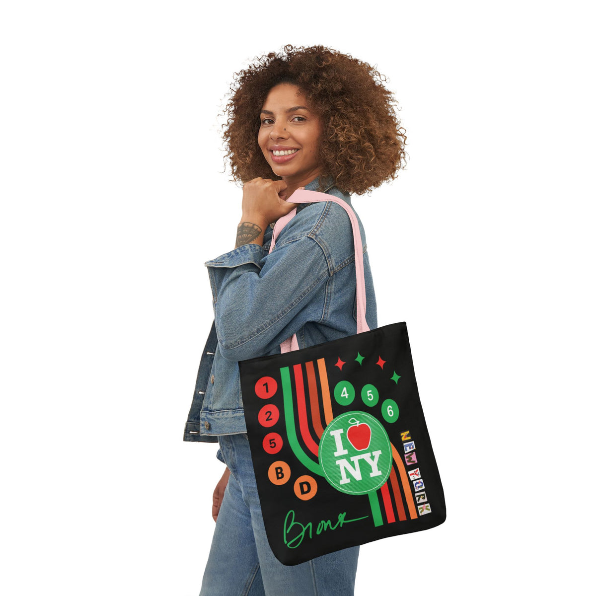 Personalized initial NY Retro Subway Canvas Tote — Colorful Graphic Market Bag
