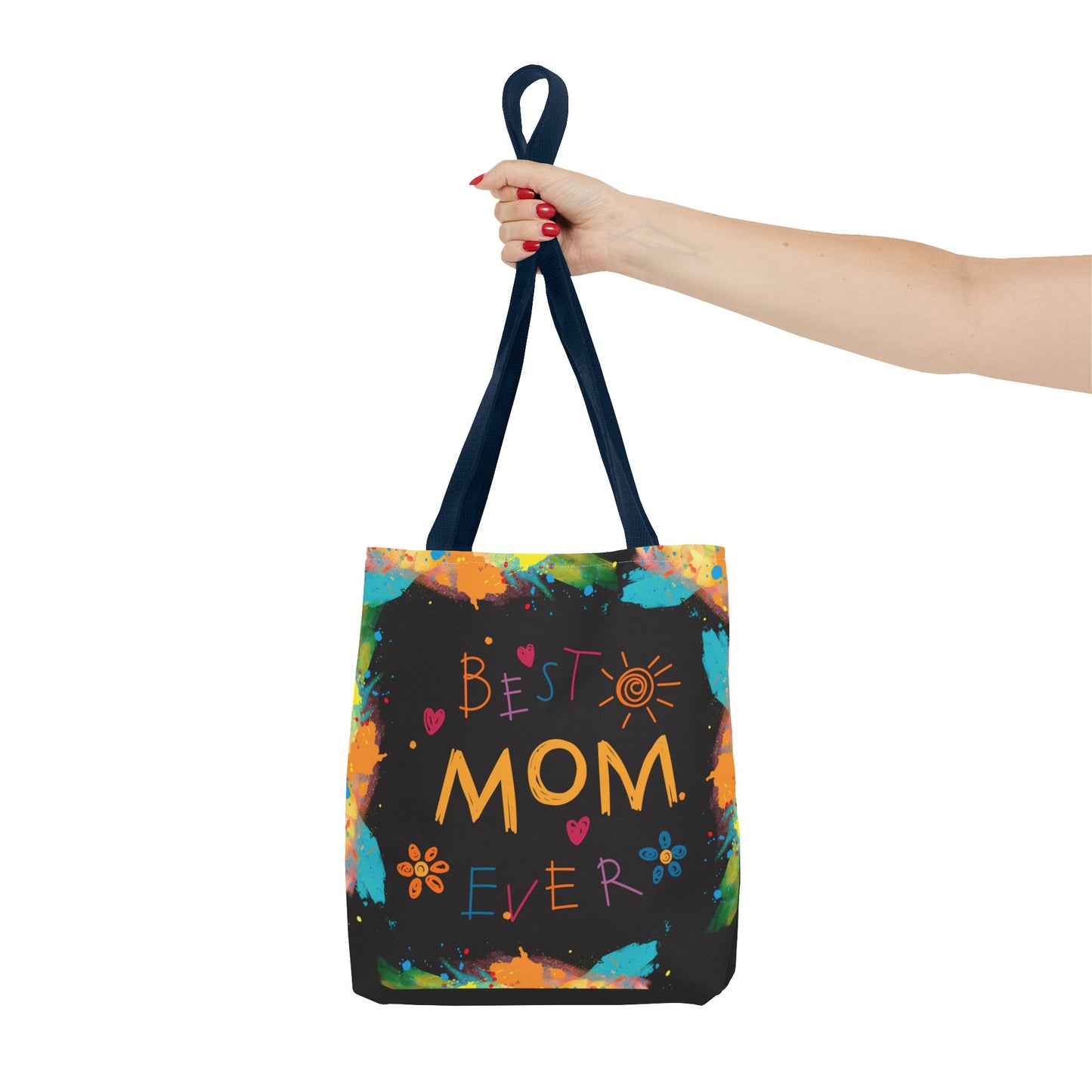 Personalized Mom Canvas Tote Bag — Watercolor Initials Splash