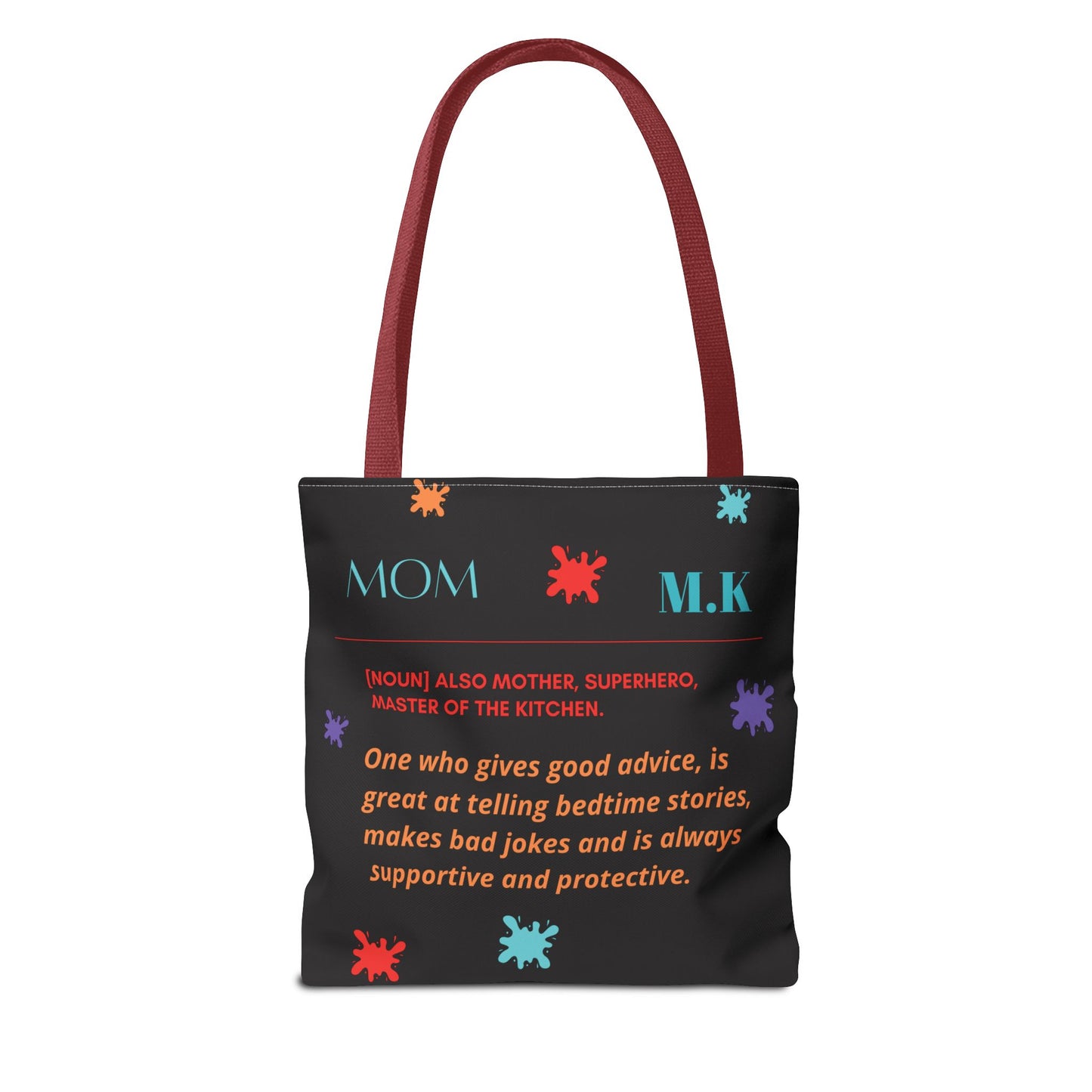 Personalized Mom Canvas Tote Bag — Watercolor Initials Splash