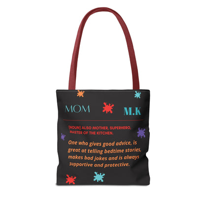 Personalized Mom Canvas Tote Bag — Watercolor Initials Splash