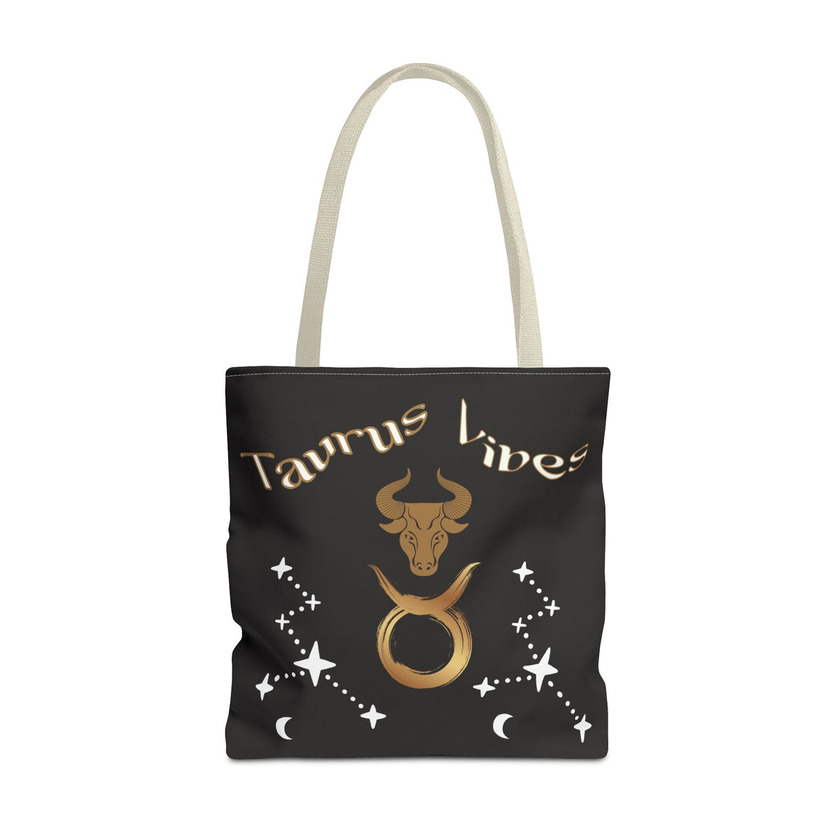 Personalized Taurus Vibes' Zodiac Canvas Tote Bag with Birth Year & Initials