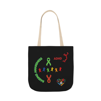Autism Awareness Canvas Tote — Rainbow Handprints & Ribbon Design