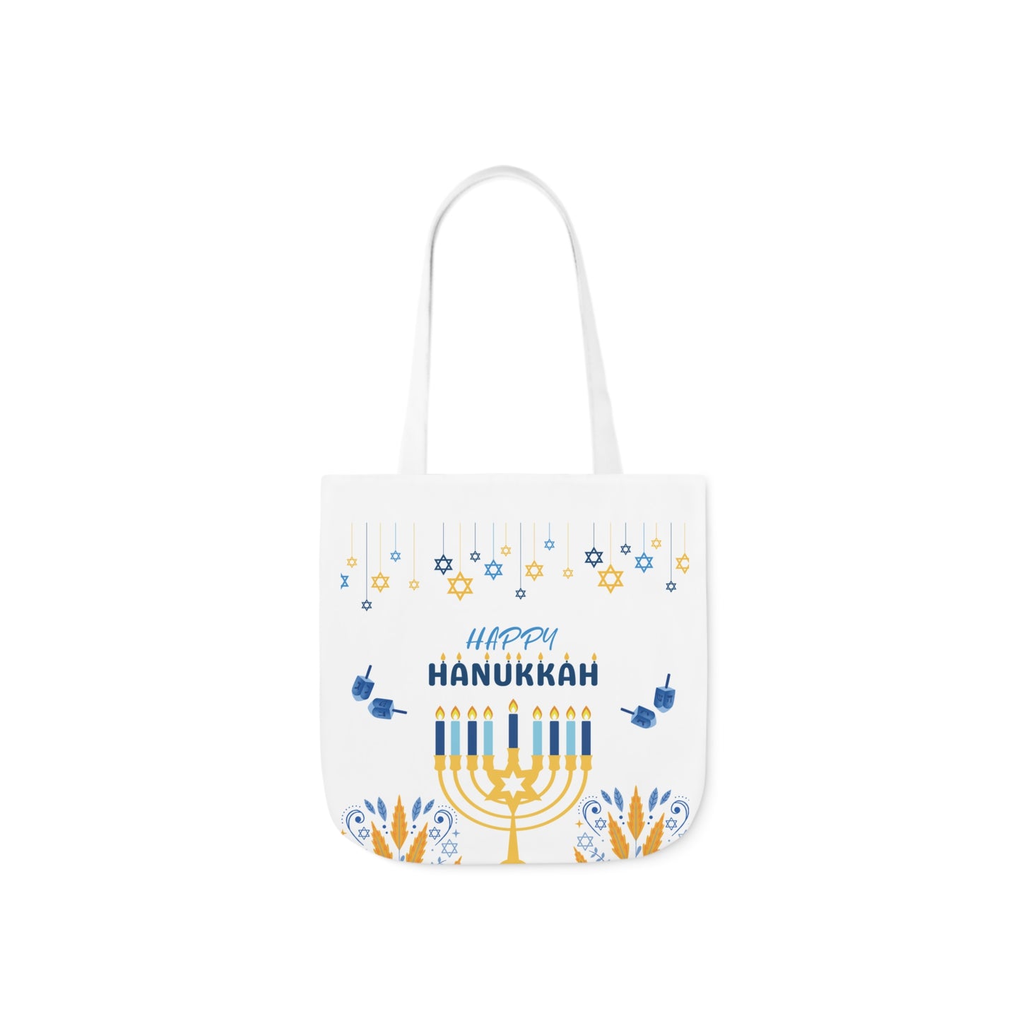 Blue and White Hanukkah Canvas Tote Bag