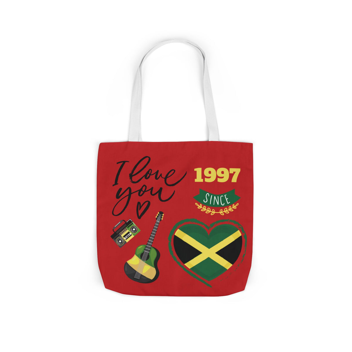Personalized D.O.B & Initial Jamaica Theme Canvas Tote Bag