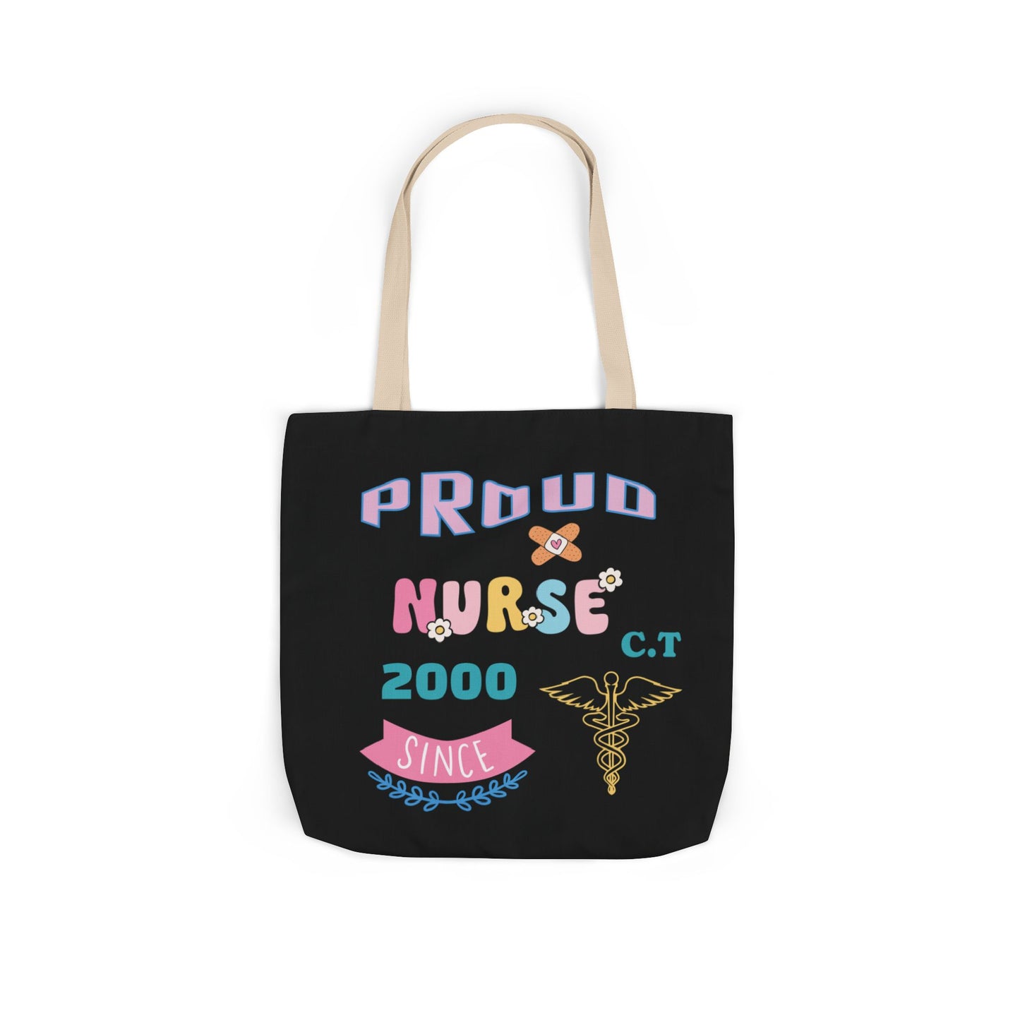 Personalized Nurse Initial Canvas Tote Bag — Custom Initial & Year Started as Nurse