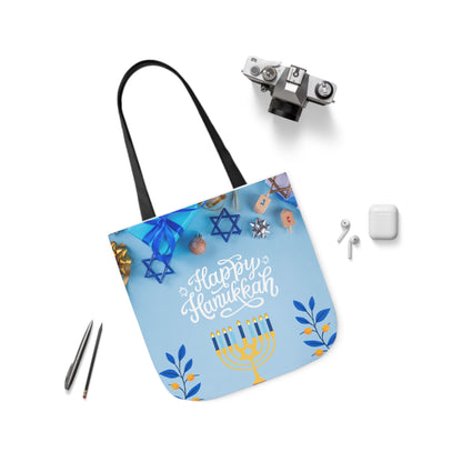 Blue and White Hanukkah Canvas Tote Bag