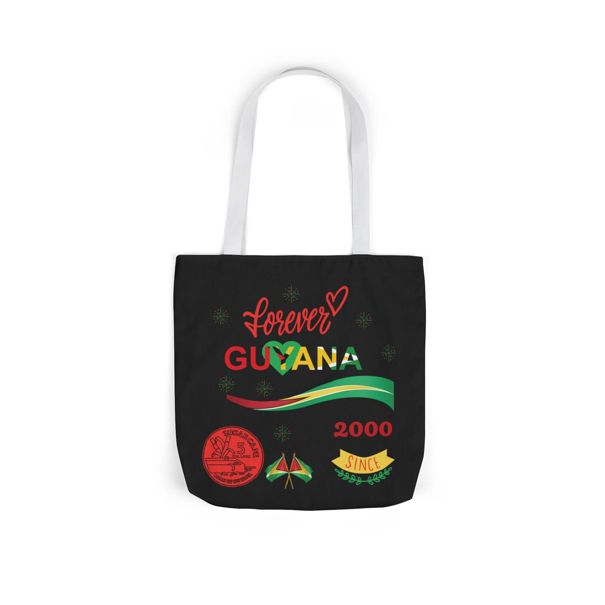 Personalized D.O.B and initial Love You Guyana Canvas Tote Bag