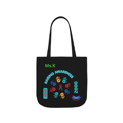 Autism Awareness Canvas Tote — Rainbow Handprints & Ribbon Design
