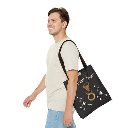 Personalized Taurus Vibes' Zodiac Canvas Tote Bag with Birth Year & Initials