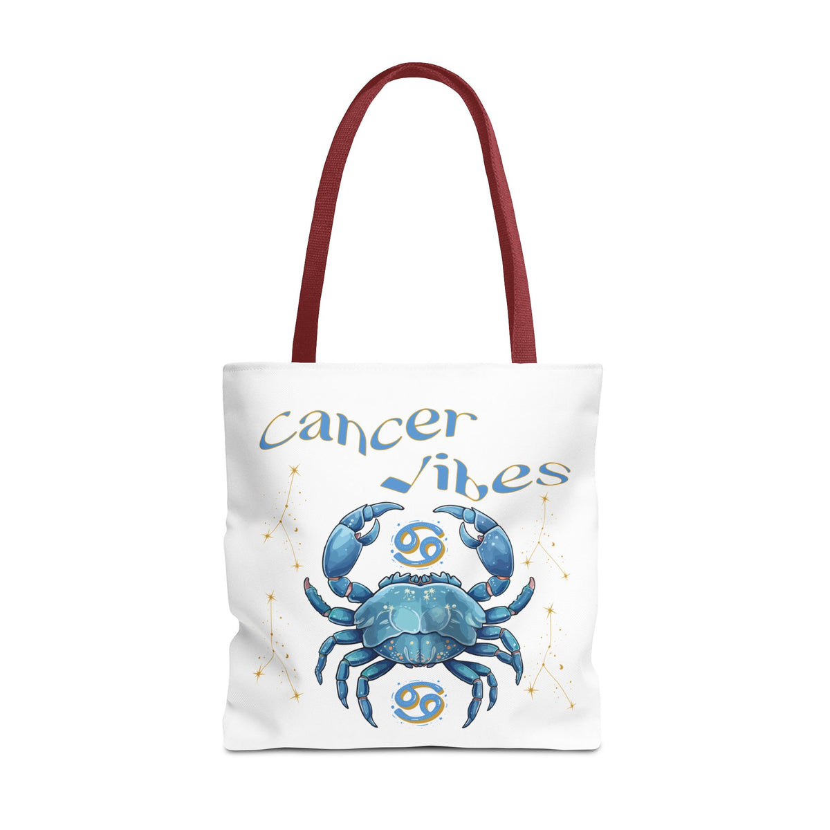 Personalized Initials & D.O.B Cancer Zodiac White Canvas Tote Bag – June 21–July 22 Astrology Gift