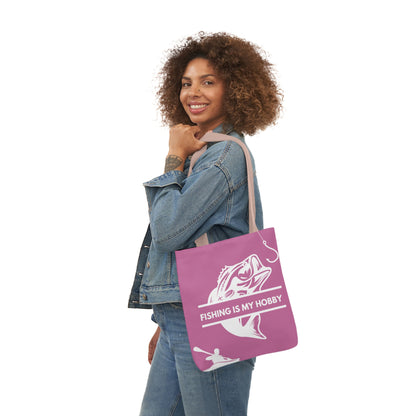 Fishing Canvas Pink Tote Bag