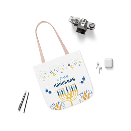 Blue and White Hanukkah Canvas Tote Bag