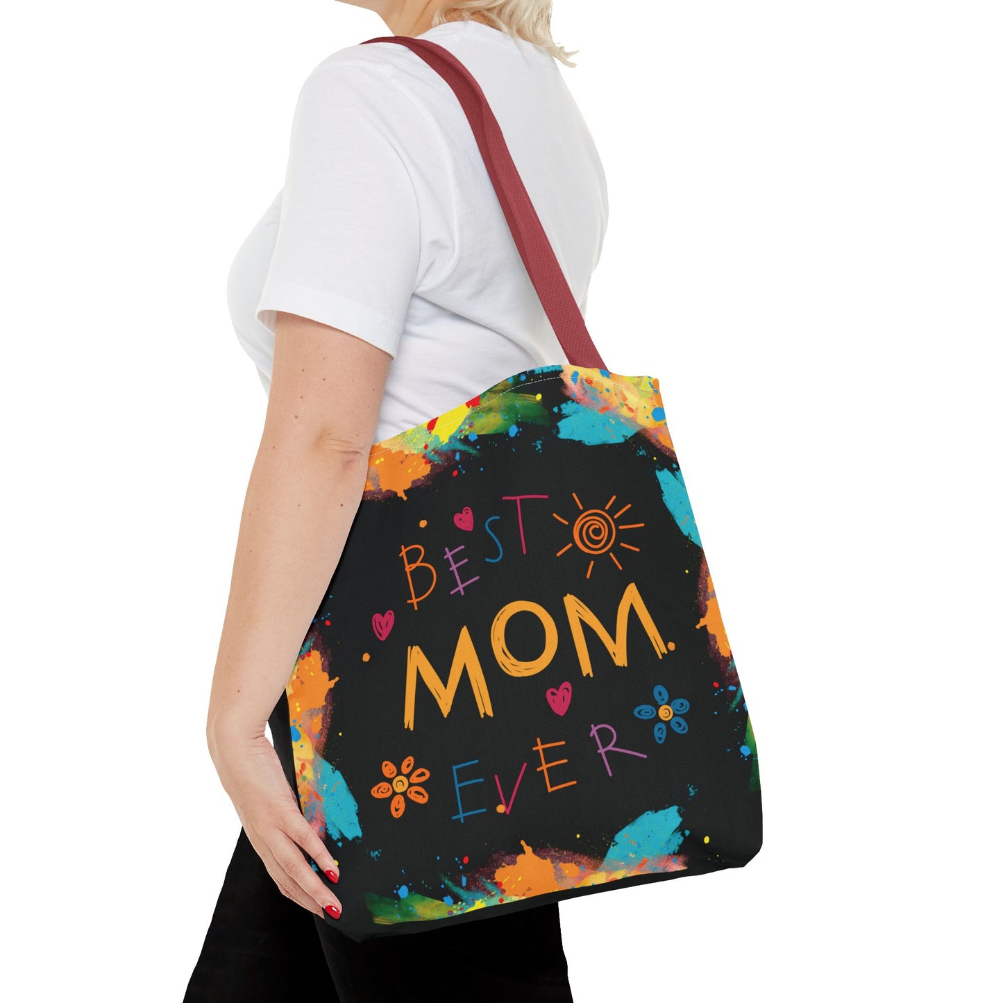 Mom Black Graphic Canvas Tote Bag