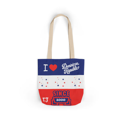Personalized D.O.B & intinial,Dominican Republic Heart Canvas Tote —