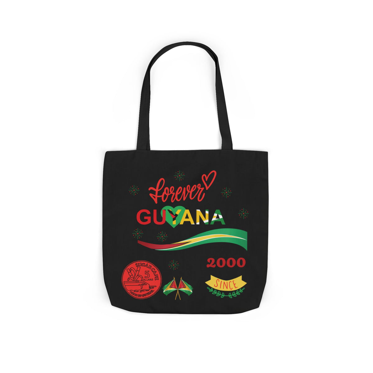 Personalized D.O.B and initial Love You Guyana Canvas Tote Bag