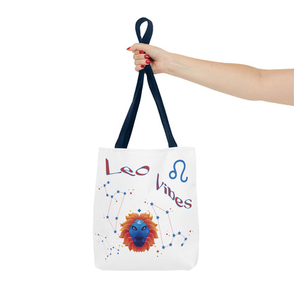 Personalized Year & Initial, Leo Vibes Zodiac White Tote Bag