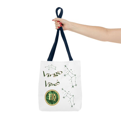 Personalized Initial & D.O.B Virgo Vibes Zodiac White Tote Bag