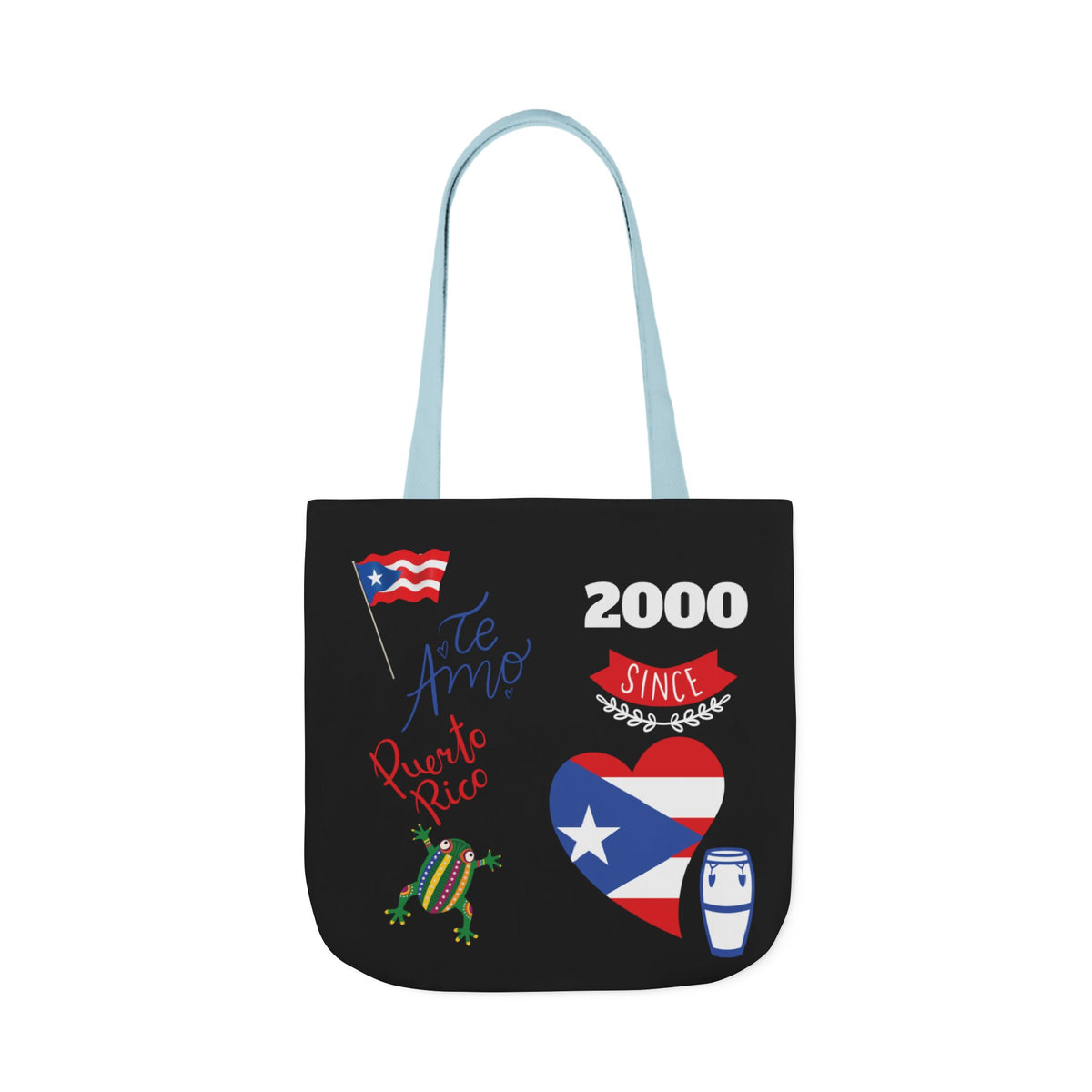 Puerto Rico Pride Canvas Tote Bag — Personalized with initial and D.O.D