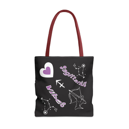 Personalized Initial & D.O.B Sagittarius Zodiac BlackCanvas Tote Bag