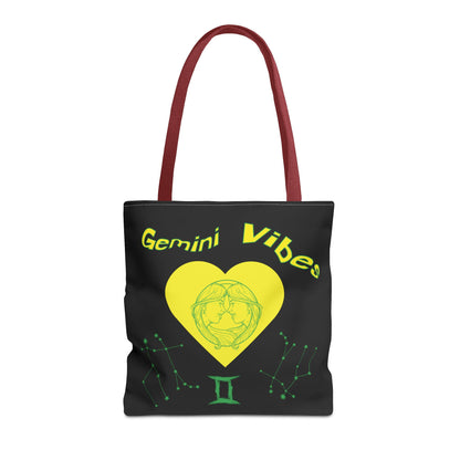 Personalized Initial & D.O.B Gemini Vibes black Zodiac Tote Bag