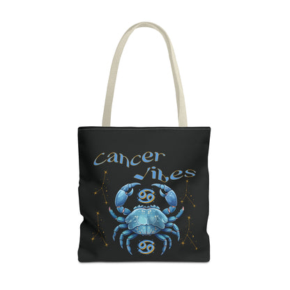 Black Zodiac Cancer Tote Bag