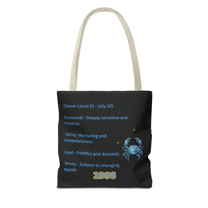 Black Zodiac Cancer Tote Bag