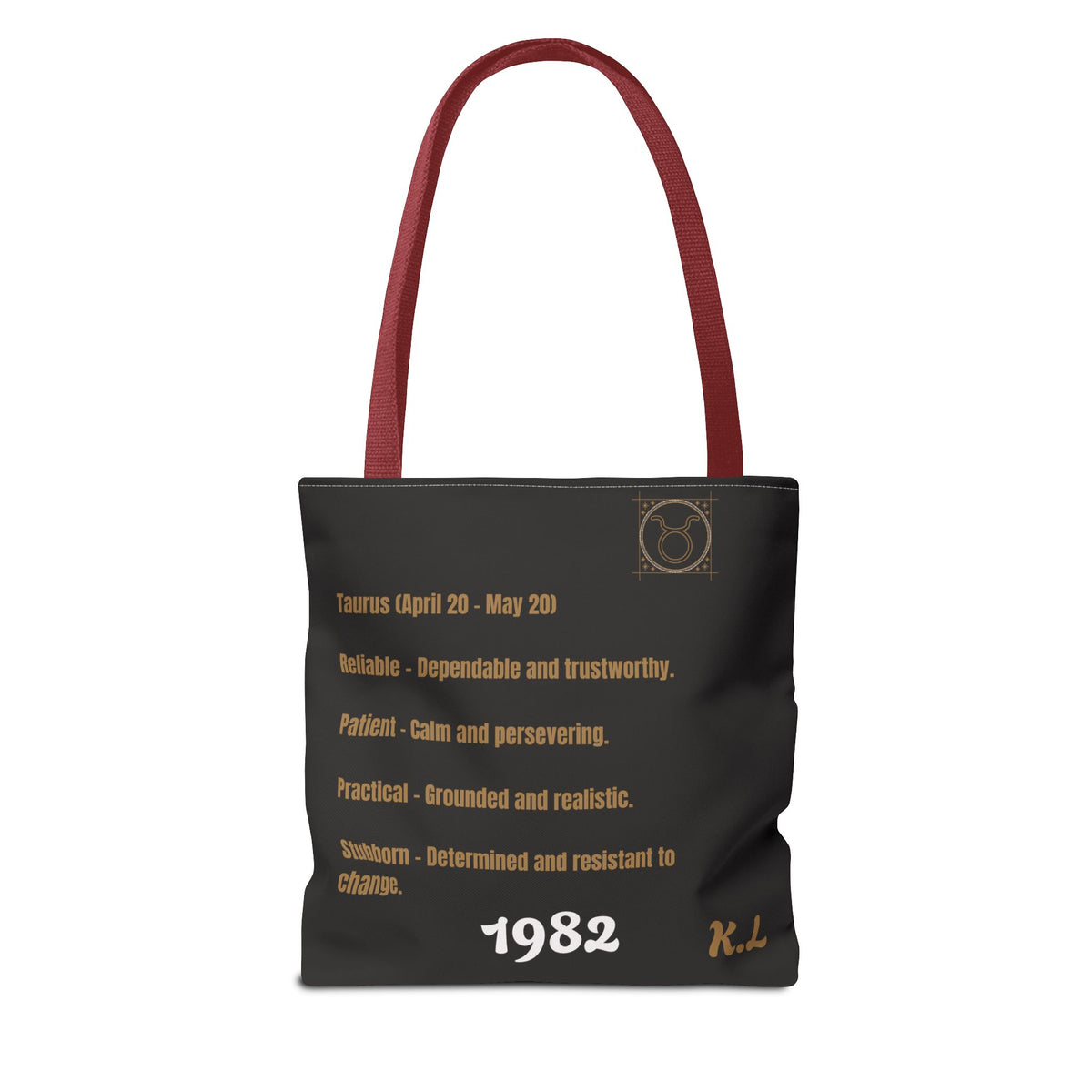Personalized Taurus Vibes' Zodiac Canvas Tote Bag with Birth Year & Initials