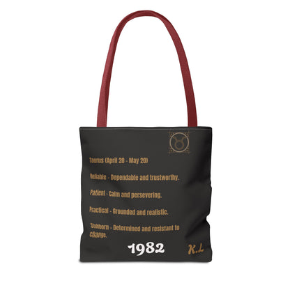 Personalized Taurus Vibes' Zodiac Canvas Tote Bag with Birth Year & Initials