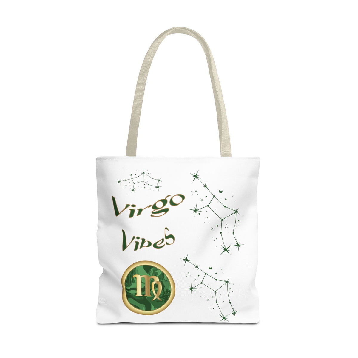 Personalized Initial & D.O.B Virgo Vibes Zodiac White Tote Bag