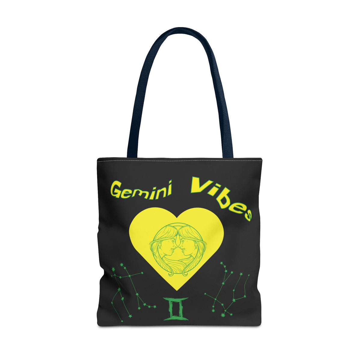 Personalized Initial & D.O.B Gemini Vibes black Zodiac Tote Bag