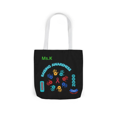 Autism Awareness Canvas Tote — Rainbow Handprints & Ribbon Design