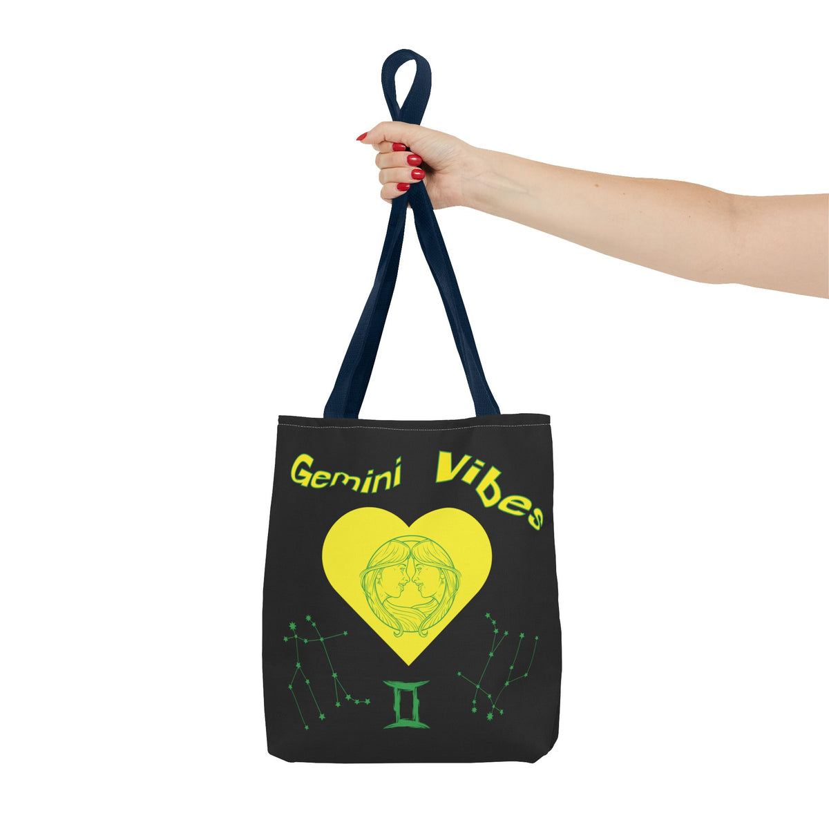 Personalized Initial & D.O.B Gemini Vibes black Zodiac Tote Bag