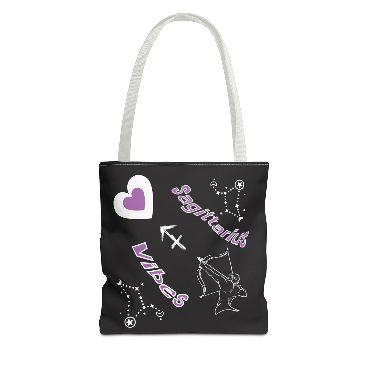 Personalized Initial & D.O.B Sagittarius Zodiac BlackCanvas Tote Bag