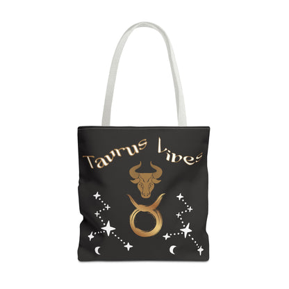 Personalized Taurus Vibes' Zodiac Canvas Tote Bag with Birth Year & Initials