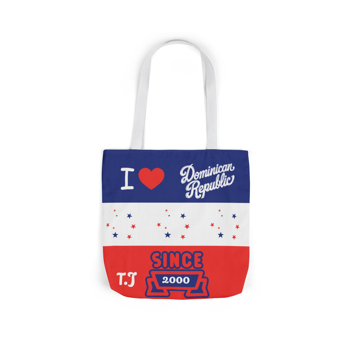 Personalized D.O.B & intinial,Dominican Republic Heart Canvas Tote —