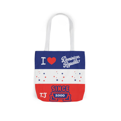 Personalized D.O.B & intinial,Dominican Republic Heart Canvas Tote —