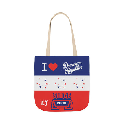 Personalized D.O.B & intinial,Dominican Republic Heart Canvas Tote —